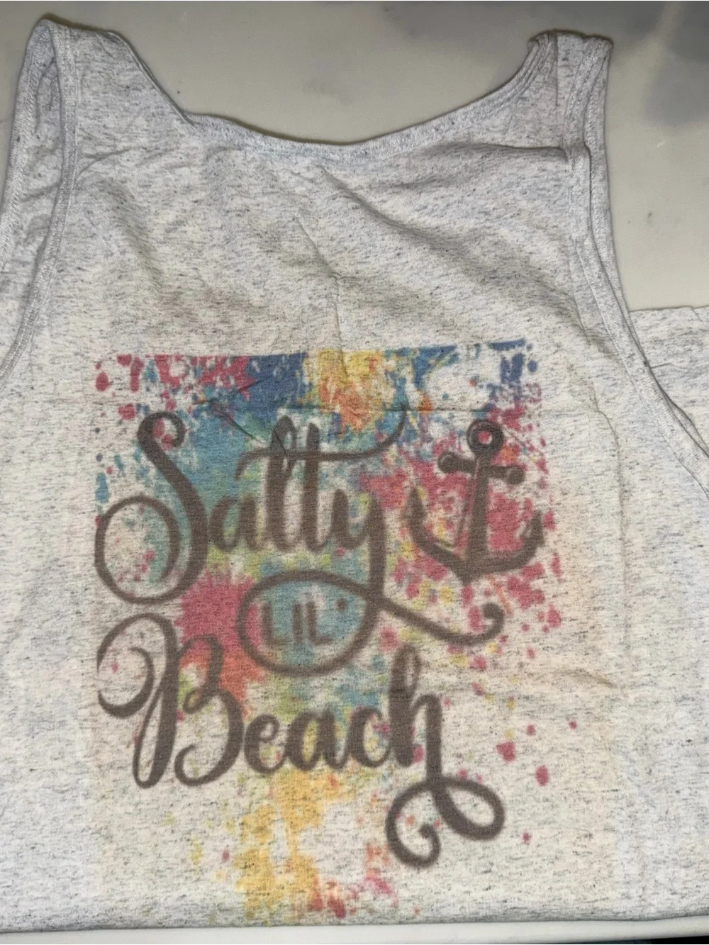 Salty Lil' Beach Graphic Tank Top - Light Gray - Picture 1 of 1